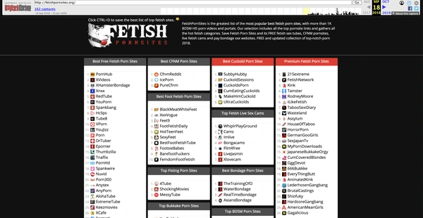FetishPornSites archived by the Wayback Machine since September 2018